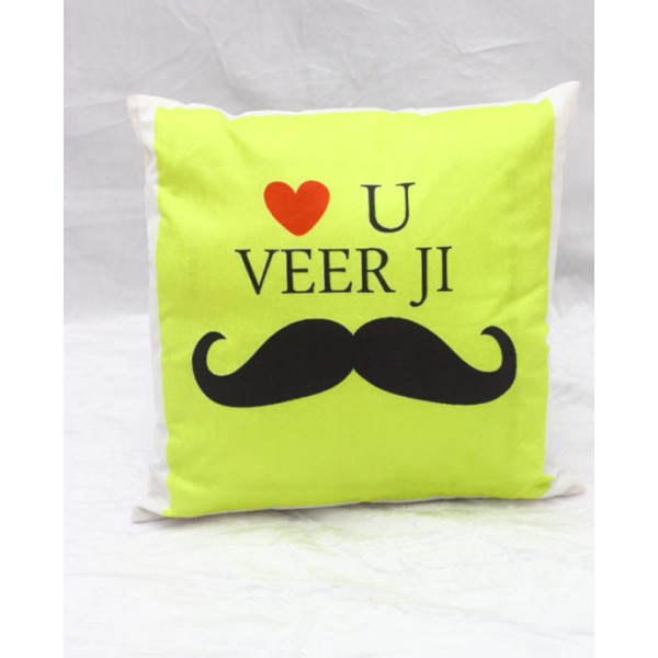 GRABADEAL Love You Veer Ji LED Light Cushion Gift for Sister
